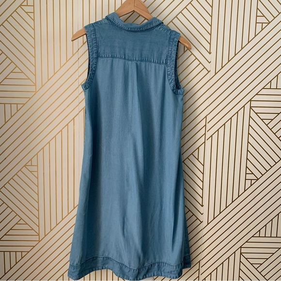 J. Jill Denim Light Wash Sleeveless Chambray Jean shirt Dress button XS - Picture 10 of 13